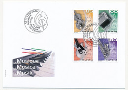 SUISSE -  FDC 2008 - Instruments De Musique - Klingnau - 4/3/2008 - 5 Enveloppes ( 2 Séries ) - Francobolli Da Distributore