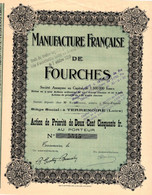 Action De Priorité De 250 Frcs Au Porteur - Manufacture Française De Fourches - Terrenoire - Loire - 1950. - Industrial