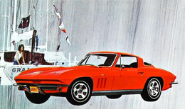 ► CORVETTE Sting Ray  & Sailing 1966 - Publicité Automobile Chevrolet (Litho. U.S.A.) - Rutas Americanas