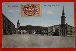 Schlesien 1920 Untravelled Postcard Stamped  - Gross Strehlitz  Alter Ring View + Rathaus - Schlesien