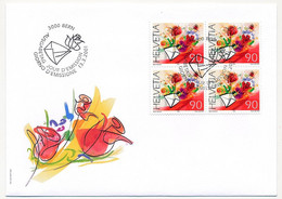 SUISSE -  FDC 2001 - Rose Auguri - Berne - 13/3/2001 - 2 Enveloppes - FDC