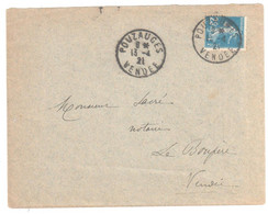 POUZAUGES Vendée Lettre 25c Semeuse Bleu Yv 140 Ob 13 4 1921 - Briefe U. Dokumente