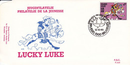 B01-207 2390  BD P956 FDC   Rare Lucky Luke Morris 13-10-1990 Brussel 1000 Bruxelles €13 - 1981-1990