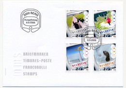 SUISSE -  FDC 2005 - TIMBRES-POSTE - Suisse Mobile, Un Pays Qui Bouge - Berne - 6/9/2005 - 5 Enveloppes (2 Séries) - FDC