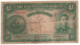 BAHAMAS   4  Shillings    P9a    King George VI    (L. 1936...sign. J.H. Jarrett ) - Bahamas