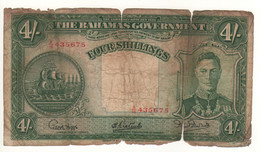 BAHAMAS   4  Shillings    P9e    King George VI    (L. 1936...sign. Commissioner Of Currency ) - Bahama's