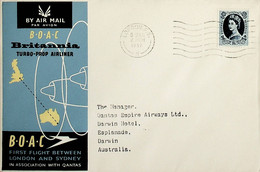 1957 Great Britain 1st BOAC Flight London - Sydney (Link Between London And Darwin) - Autres & Non Classés