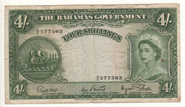 BAHAMAS   4 Shillings    P13d   Queen Elizabeth II  1953  (L. 1936...sign. Sweeting-Roberts) - Bahama's