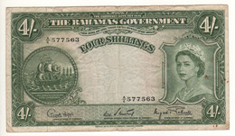 BAHAMAS   4 Shillings    P13d   Queen Elizabeth II  1953  (L. 1936...sign. Sweeting-Roberts) - Bahamas
