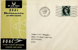 1957 Great Britain 1st BOAC Flight London - Aden (Link Between London And Aden) - Autres & Non Classés