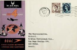 1960 Great Britain 1st BOAC Flight London - Santiago (Link Between London And Sao Paulo) - Other