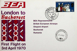 1970 Great Britain 1st BEA Flight London - Bucharest - Other & Unclassified
