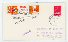 BEQUET N°Yt 1664 SUR LETTRE + VIGNETTE ANGLAISE POUR COURRIER SPECIAL (GREVE) - Documentos