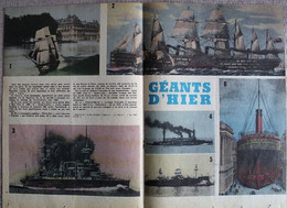 GRAVURE - ENCART DOUBLE PAGES - BATEAUX, NAVIRES ; GEANTS D'HIER - Machines