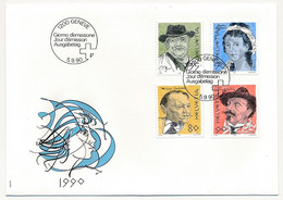 SUISSE -  FDC 1990 - Hommes Et Femmes Célèbres - Genève - 5/9/1990 - 5 Enveloppes (2 Séries) - FDC