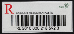 AUCHAN Supermarket Shopping Centre POST OFFICE REGISTERED Self Adhesive Label EAN Vignette Cut SZOLNOK Hungary France - Automatenmarken [ATM]