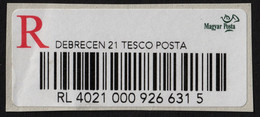TESCO Supermarket Shopping Centre POST OFFICE REGISTERED Self Adhesive Label EAN Vignette Cut DEBRECEN Hungary Britain - Timbres De Distributeurs [ATM]
