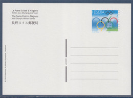 Suisse Carte Neuve Entier Postal Jeux Olympiques D'hiver De Nagano, - Winter 1998: Nagano