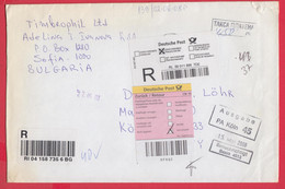 254611 / Registered Cover Bulgaria 2008 - Taxe Percue 4.50 Lv. , Germany Zuruck 8 Retour Ausgabe PA Koln 45 - Covers & Documents