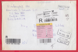 254611 / Registered Cover Bulgaria 2008 - Taxe Percue 4.50 Lv. , Germany Zuruck 8 Retour Ausgabe PA Koln 45 - Lettres & Documents