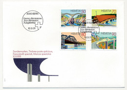 SUISSE -  FDC 1991 -  Timbres Poste Spéciaux (Ponts, Viaduc...) - BERNE - 10/9/1991 -  5 Enveloppes (2 Séries) - FDC