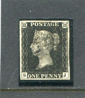 GREAT BRITAIN - 1840 PENNY BLACK 4 MARGINS FINE USED - Usati