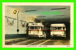 WINDSOR, ONTARIO - DETROIT TUNNEL - BORDER - ANIMATED WITH BUSSES - TRAVEL IN 1957 -  VALENTINE-BLACK CO LTD - - Windsor