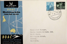 1957 India 1st BOAC Flight London - Sydney (Link Between Calcutta And Sydney) - Poste Aérienne