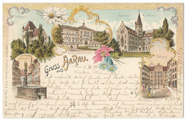 Gruss Aus AARAU: 5-Bild-Litho 1898 - Aarau