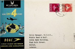 1959 India 1st BOAC Flight London - Singapore (Link Between Bombay And Beirut - Return) - Airmail
