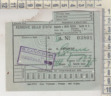 Biglietto Ferrovie Dello Stato S. Candido 1940 - Europe