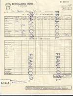 Delcampe - Note D'Hôtel. Extremadura Hotel, Carceres. Juin 1965. N° 010405 - Spanien