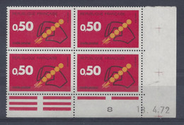 CODE POSTAL N° 1720 - Bloc De 4 COIN DATE - NEUF SANS CHARNIERE - 18/4/72 - 1970-1979