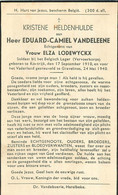 MEMENTO HEER EDUARD CAMIEL VANDELEENE  NE A KORTRIJK MORT A GRAVELINES LE 24/05/1940 - 1939-45