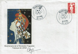 1989 - Marianne Du Bicentenaire 2,30fr N° 2614 - Obl NICE - Enveloppe Bicentenaire De La Révolution Signé LENZI - 1980-1989