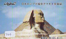 Télécarte Japon Egypte (363) SPHINX * PYRAMIDE * TELEFONKARTE EGYPT Related - Ägypten Phonecard Japan * - Landscapes