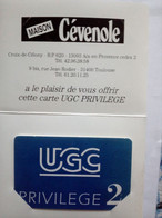FRANCE CINECARTE UGC PRIVILEGE 2 OFFERT PAR MAISON CEVENOL AIX EN PROVENCE AVEC ENCART RARE - Cinécartes
