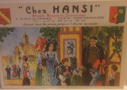 Delcampe - DH-8- HANSI CHEZ HANSI 3 PLACE DE RENNE PARIS  MONTPARNASSE BRASSERIE - Alsace