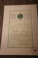 Diplôme D’octroi Par L'Union Nationale Des Anciens Des Armées D'Occupation De La Médaille Commémorative - 1914-18