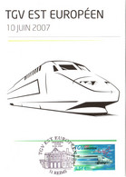 Carte Maximum YT 4061 Inauguration TGV Est Européen 1er Jour 09 06 2007 TBE Cachet REIMS (51) - 2000-09