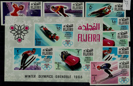 FUJEIRA  1968 WINTER OLYMPICS GAMES GRENOBLE 68 MI No 214-20B+BLOCK 9 MNH VF!! - Winter 1968: Grenoble