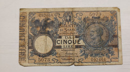 5 Lire 1922 Biglietto Di Stato - Italië– 5 Lire
