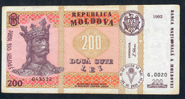 MOLDOVA  P16a 200  LEI    1992  #G.0020     VF   NO P.h. - Moldova