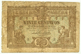 CÉDULA De 20 Centavos - 04.08.1922 - SÉRIE Z - Pick100 - M. A. N.º 9 - CASA Da MOEDA - Emergency Paper Money Notgeld - Portugal