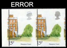 Great Britain 1980 Architecture Hampton Cort Palace 15p MARG.PAIR ERROR:perf. GB - Variedades, Errores & Curiosidades