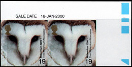 GREAT BRITAIN 2000 Big Owl 19p Text:silver Head Gold CORNER PROOF PAIR TRIAL - Abarten & Kuriositäten