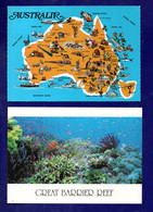 AUSTRALIE . " FISH AND CORALS OF THE GREAT BARRIER REET " & " AUSTRALIA " . 2 CPM - Réf. N° 27097 - - Non Classificati