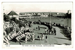 Ref BB 1429  - 1955 Raphael Tuck Real Photo Postcard Marine Lake & Promenade Weston-super-Mare - Weston-Super-Mare