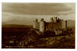 Ref BB 1429  - Judges Real Photo Postcard - Harlech Castle & Snowdon - Merionethshire Wales - Merionethshire