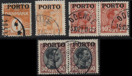 Denmark (22) 1921 Postage Due 6 Stamps With 2 Doubles - Port Dû (Taxe)
